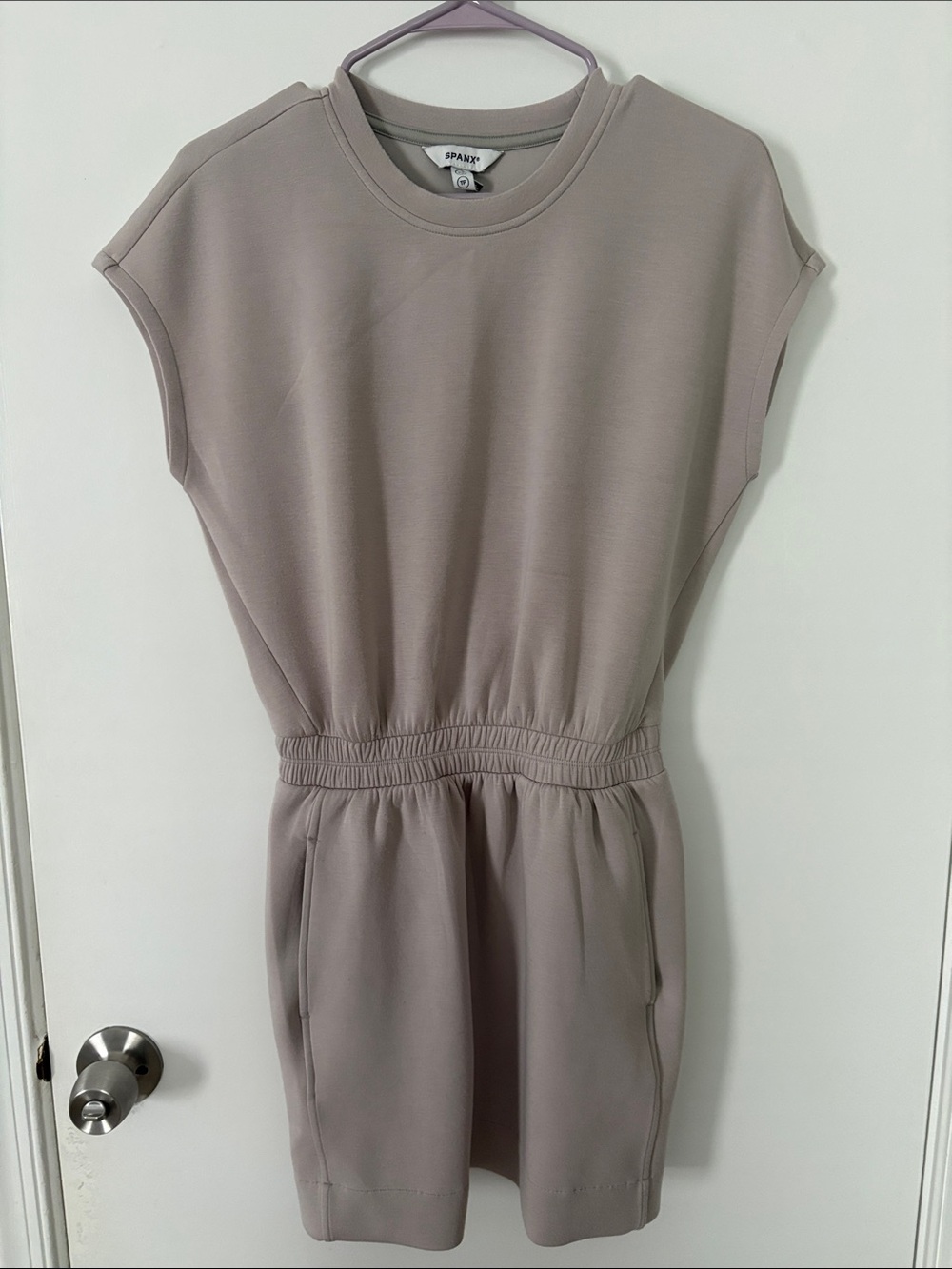 SPANX Taupe Elastic-Waist Mini Dress
